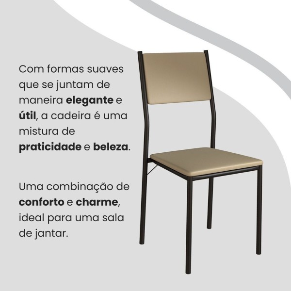 Encontraproduto.com.br - Conjunto Sala De Jantar Mesa 120x90cm Base Império Tampo Mdf Laca Com Vidro Florença Creme Preto