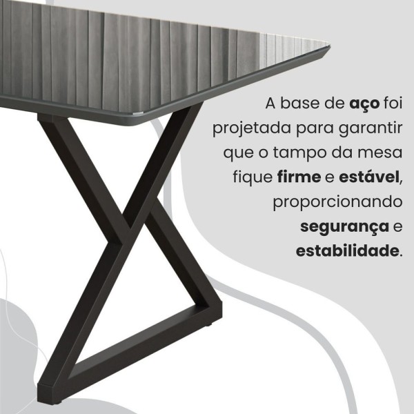Encontraproduto.com.br - Conjunto Sala De Jantar Mesa 160x90cm Base Império Tampo Mdf Laca Com Vidro Florença Marrom Preto