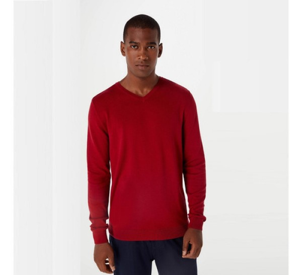 Encontraproduto.com.br - Blusão Básico Masculino Em Tricô Gola V - Vermelho