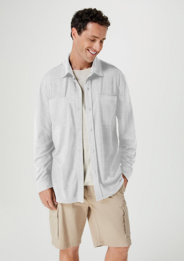 Camisa Masculina Comfort Texturizada - Cinza