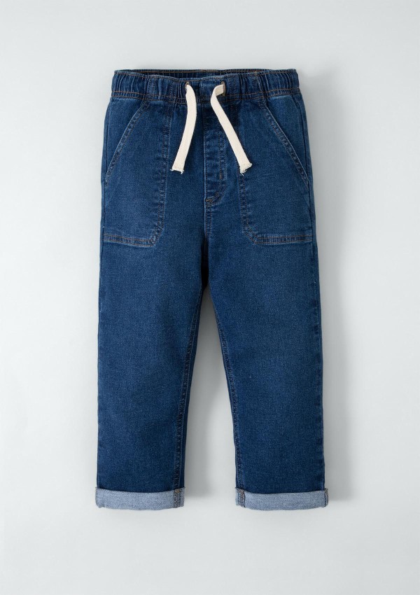 Encontraproduto.com.br - Calça Jeans Infantil Menino Toddler Com Cadarço - Azul