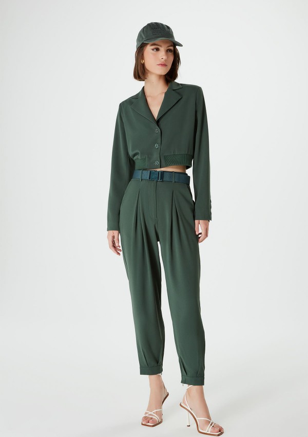 Encontraproduto.com.br - Calça Feminina Alfaiataria Hering + NV Helena - Verde