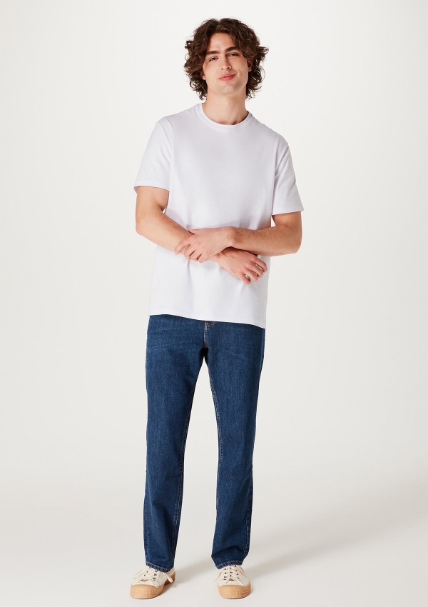 Calça Jeans Masculina Reta Com Elastano - Azul
