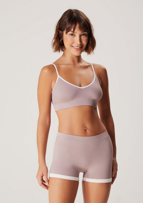 Encontraproduto.com.br - Calcinha Boyshorts Sem Costura Em Malha Canelada - Rosa