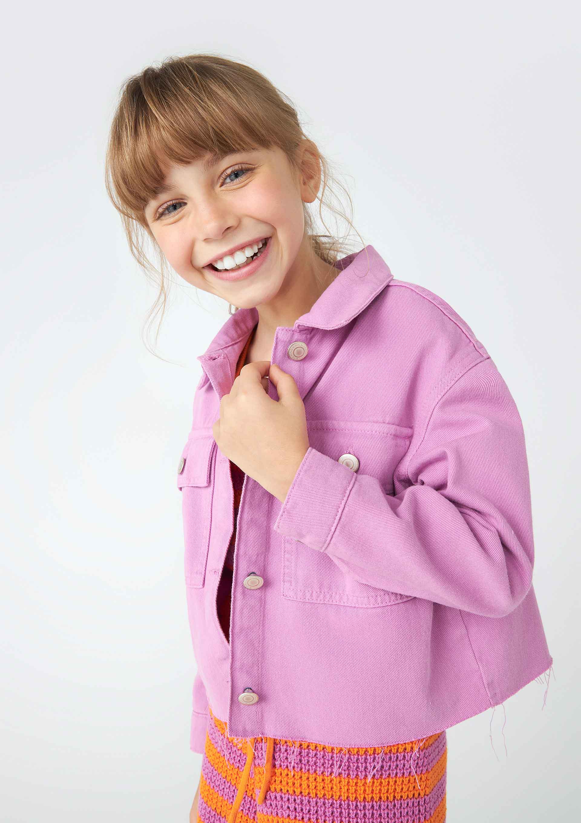 Jaqueta Cropped Infantil Menina Em Sarja - Roxo