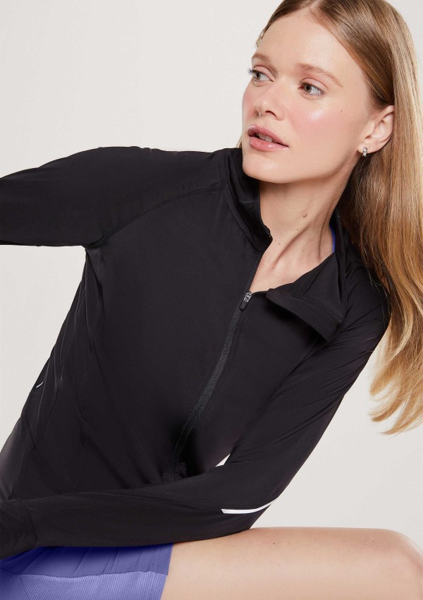 Encontraproduto.com.br - Jaqueta Esportiva Feminina Com Zíper - Preto