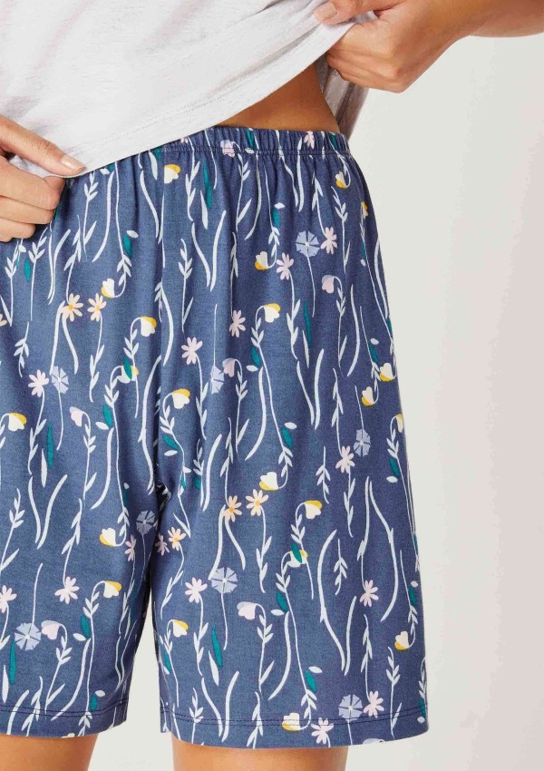 Encontraproduto.com.br - Pijama Curto Feminino Amplo Decote V - Cinza