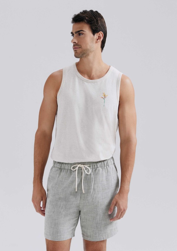 Encontraproduto.com.br - Bermuda Masculina Em Tecido Texturizado - Cinza