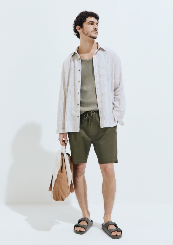 Encontraproduto.com.br - Bermuda Básica Masculina Jogger Em Sarja Moletom - Verde