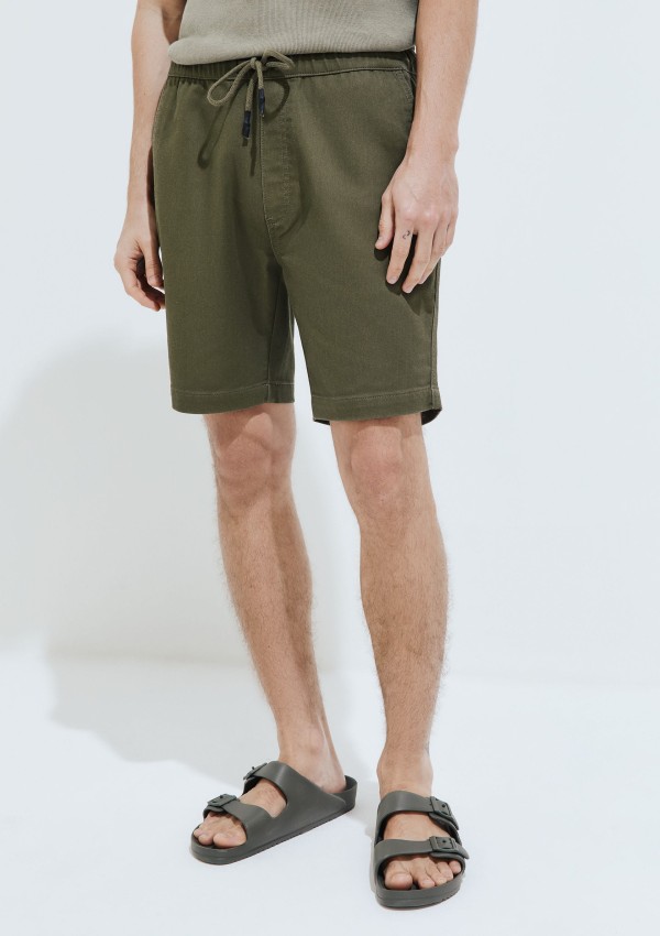 Encontraproduto.com.br - Bermuda Básica Masculina Jogger Em Sarja Moletom - Verde