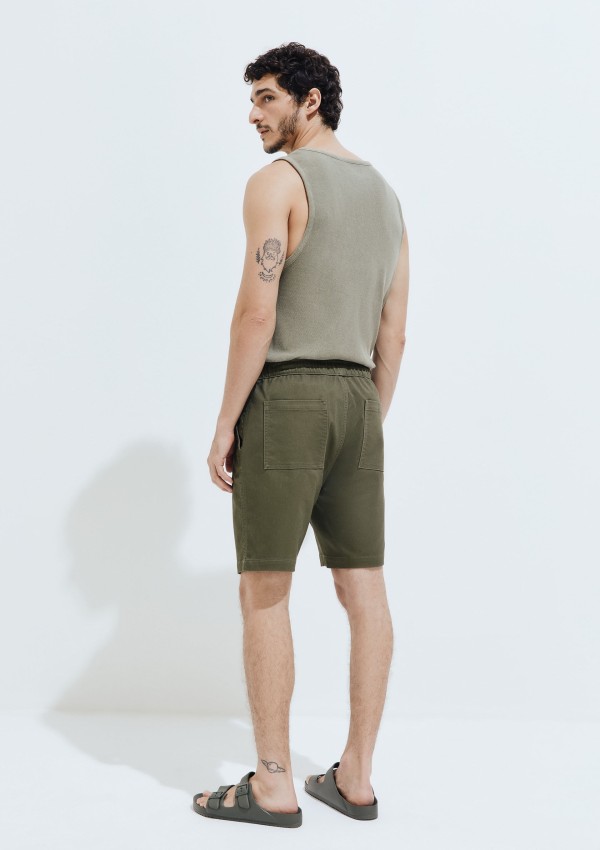 Encontraproduto.com.br - Bermuda Básica Masculina Jogger Em Sarja Moletom - Verde