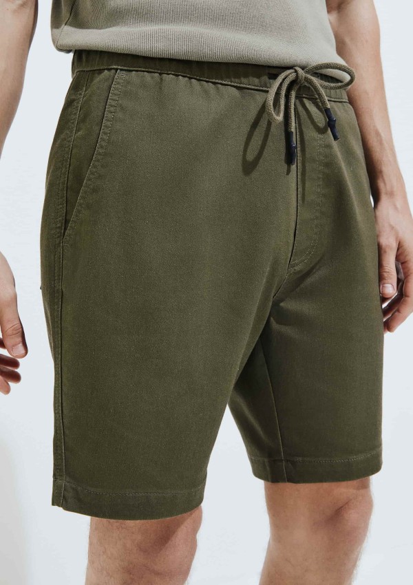 Encontraproduto.com.br - Bermuda Básica Masculina Jogger Em Sarja Moletom - Verde