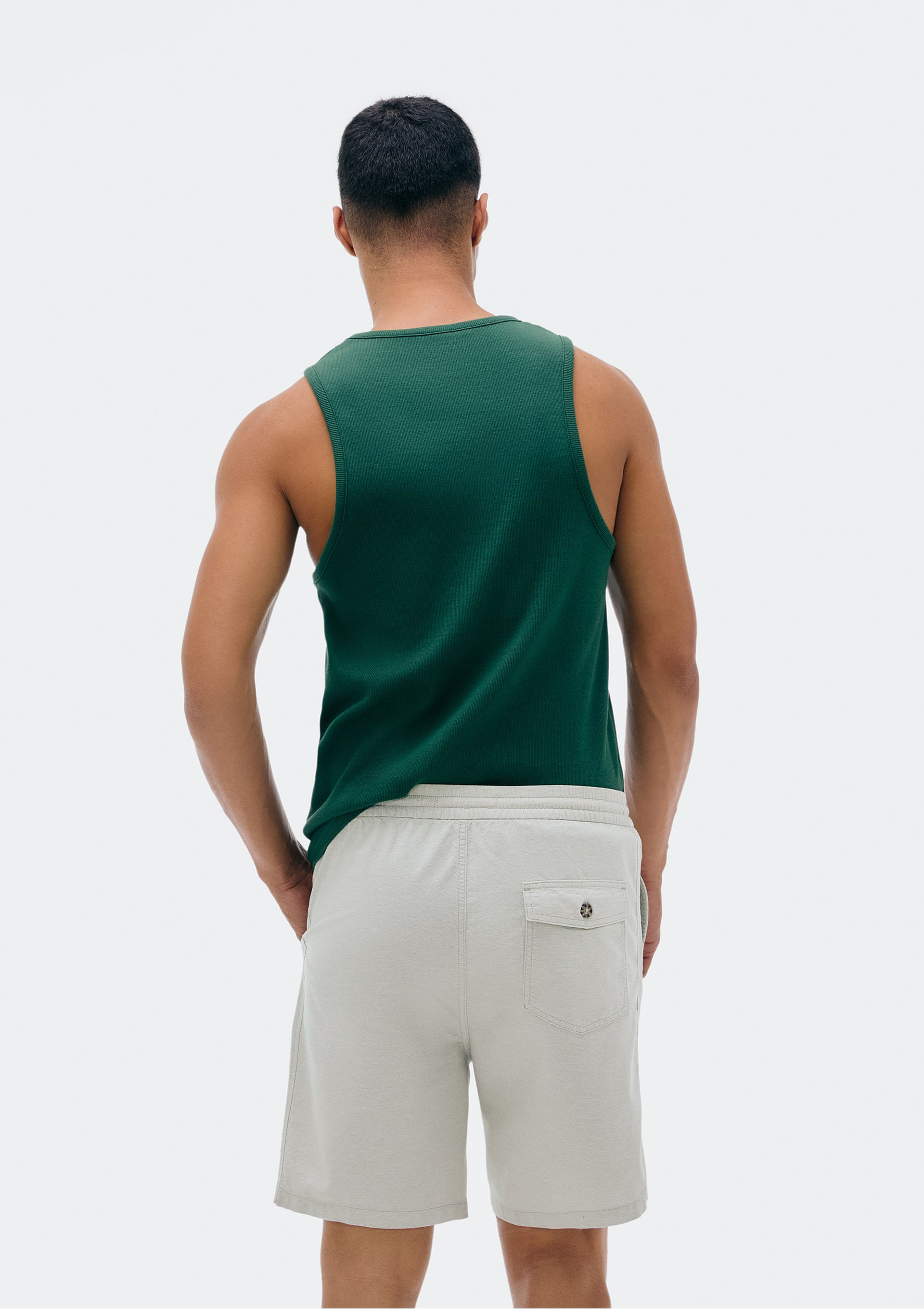 Encontraproduto.com.br - Bermuda Masculina Reta Fio Tinto - Cinza