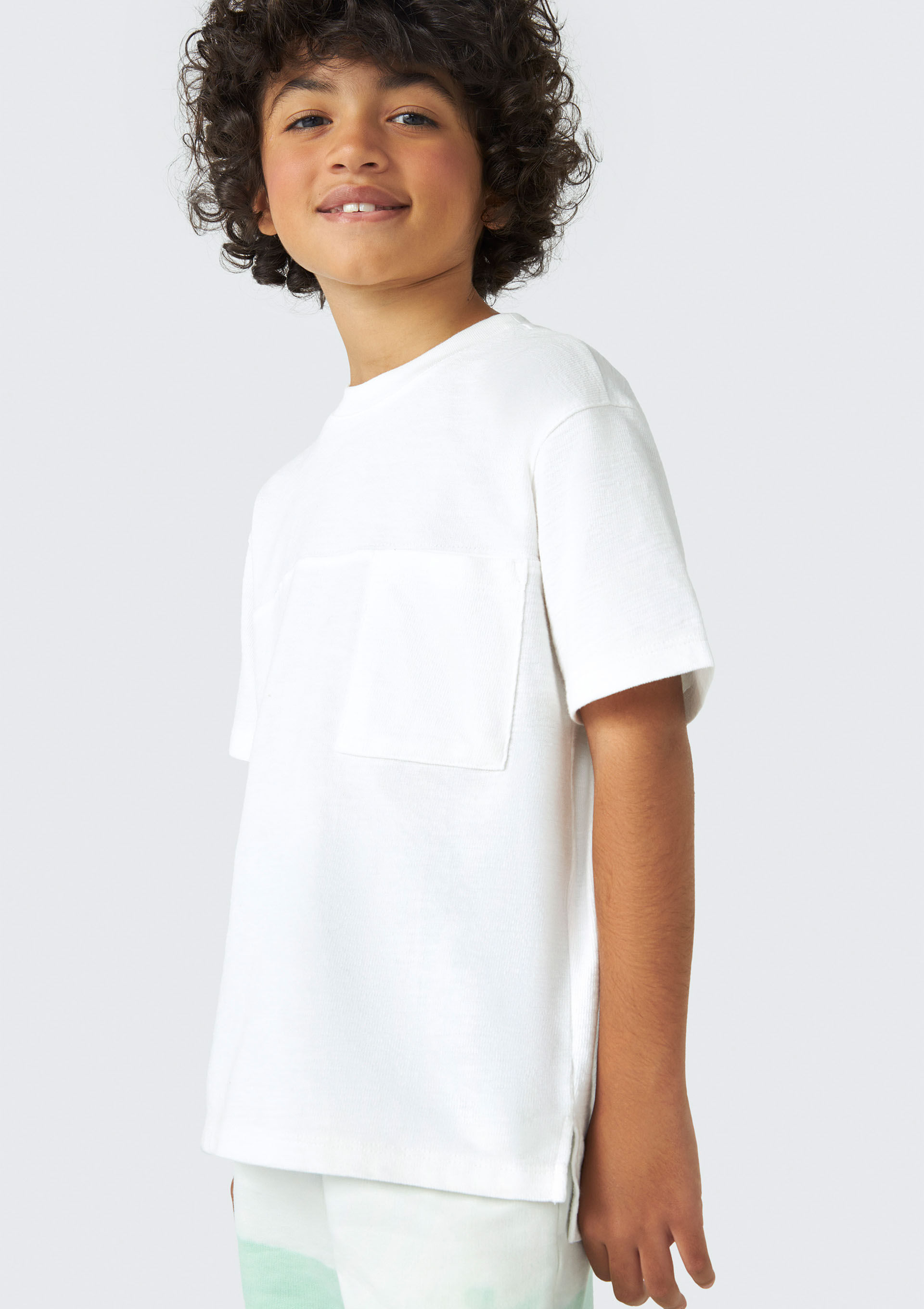 Camiseta Básica Infantil Menino Manga Curta Oversized - Off White
