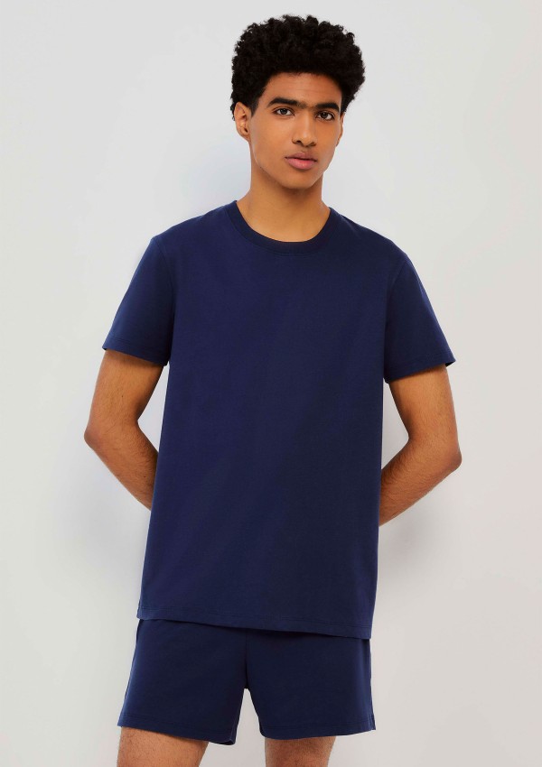 Pijama Curto Masculino Comfort Super Cotton - Azul