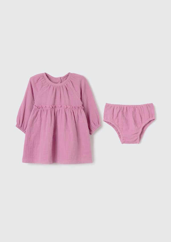 Encontraproduto.com.br - Vestido Bebê Manga Longa + Calcinha - Roxo