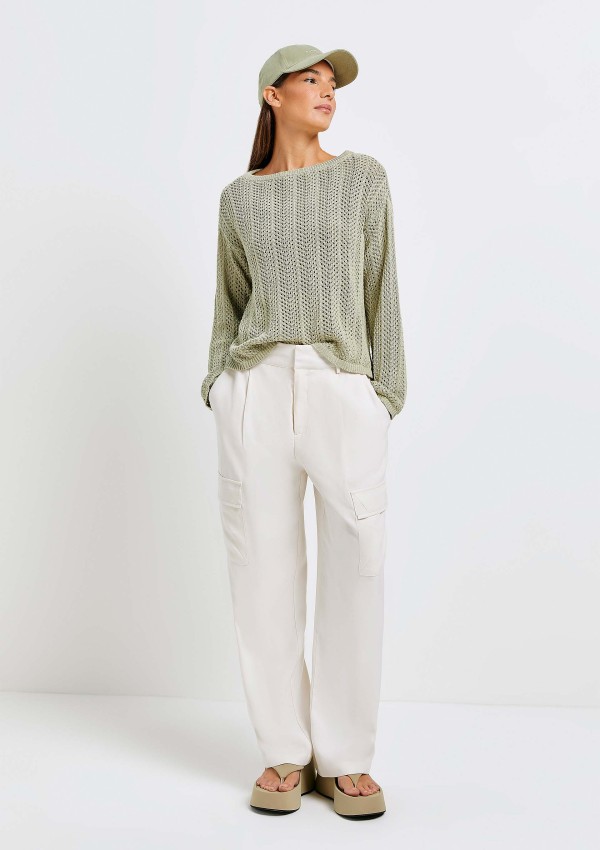 Encontraproduto.com.br - Blusão Feminino Em Tricô Texturizado - Verde