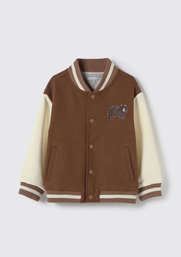 Encontraproduto.com.br - Jaqueta Bomber Infantil Menino Toddler College - Marrom