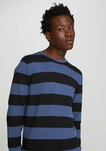 Suéter Básico Masculino Listrado - Azul