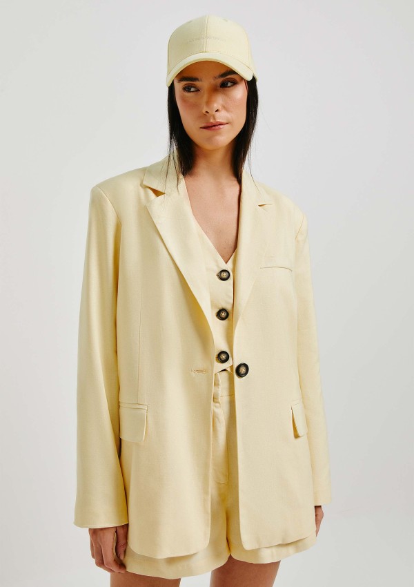 Encontraproduto.com.br - Blazer Feminino Regular Com Linho Hering