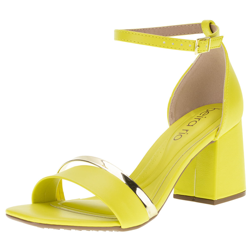Sandália Feminina Salto Médio Beira Rio - 8436216 AMARELO