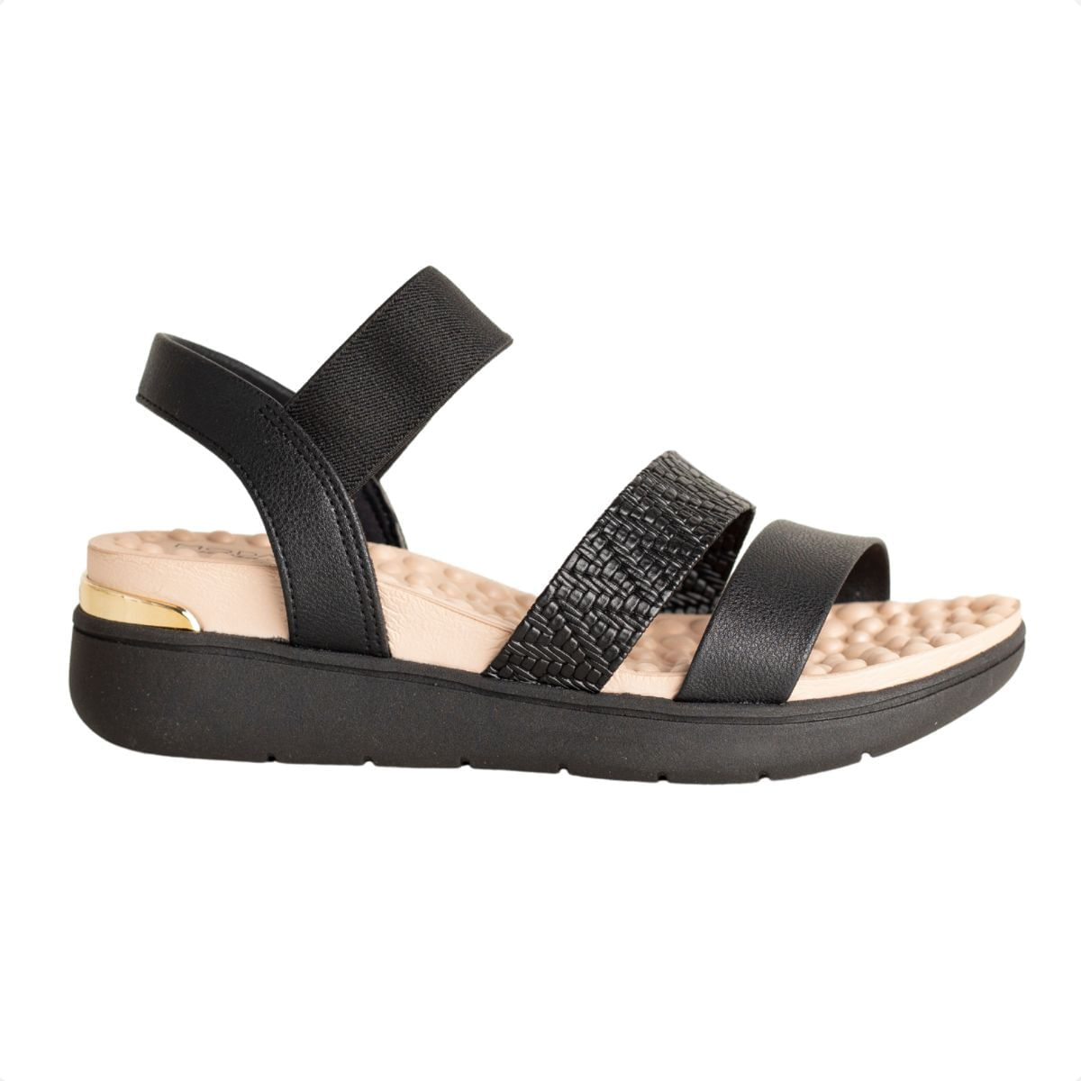 Encontraproduto.com.br - Sandália Feminina Modare com Tira Tressê Preto