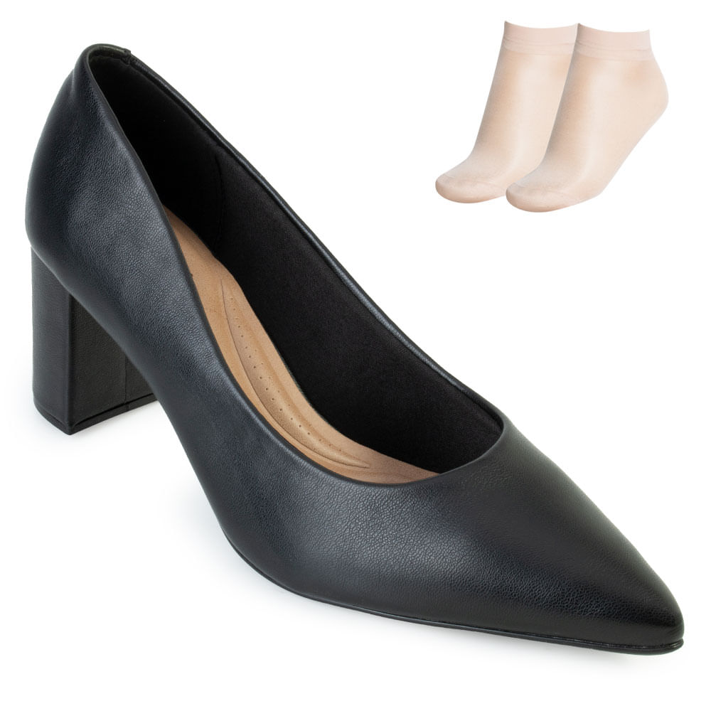 Encontraproduto.com.br - Scarpin Beira Rio Salto Grosso Preto