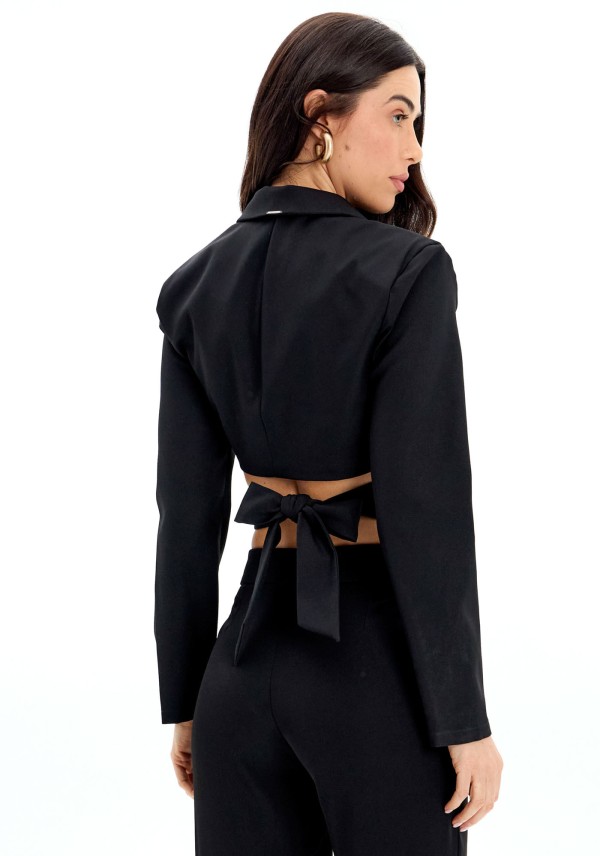 Encontraproduto.com.br - Blazer Cropped com Transpasse