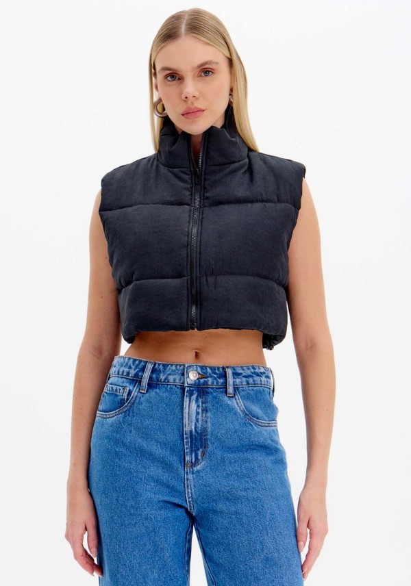 Colete Puffer Cropped