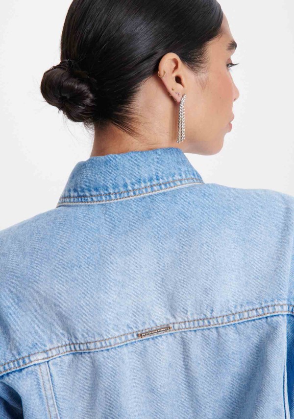 Encontraproduto.com.br - Jaqueta Trucker Jeans com Aplicações