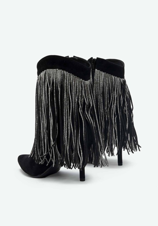 Bota Cano Curto Salto Fino Franjas