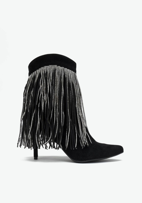 Encontraproduto.com.br - Bota Cano Curto Salto Fino Franjas