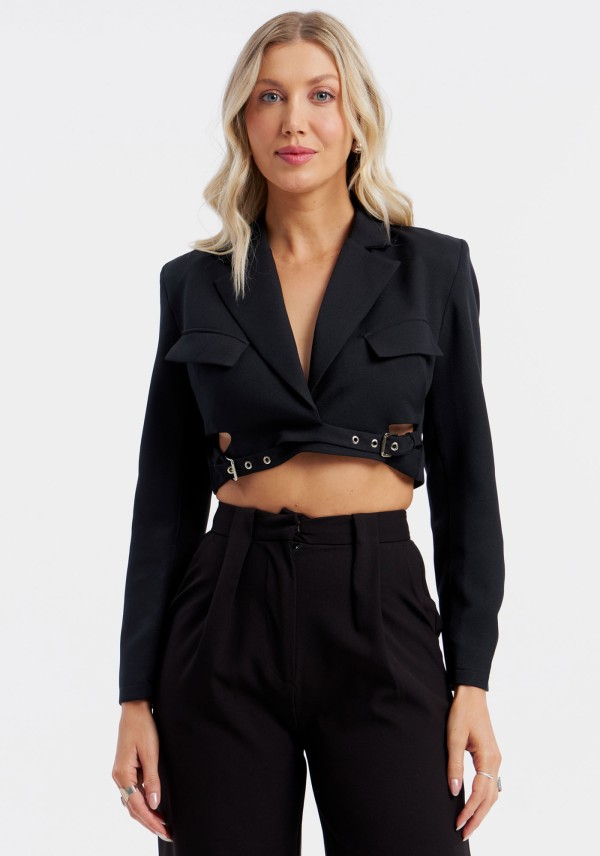 Blazer Cropped com Fivelas