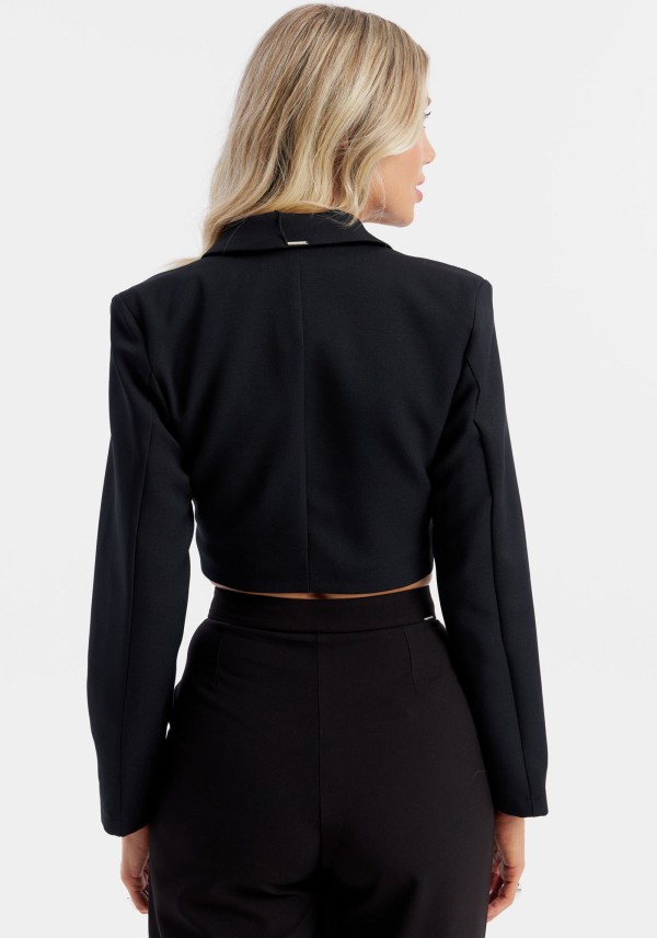 Encontraproduto.com.br - Blazer Cropped com Fivelas
