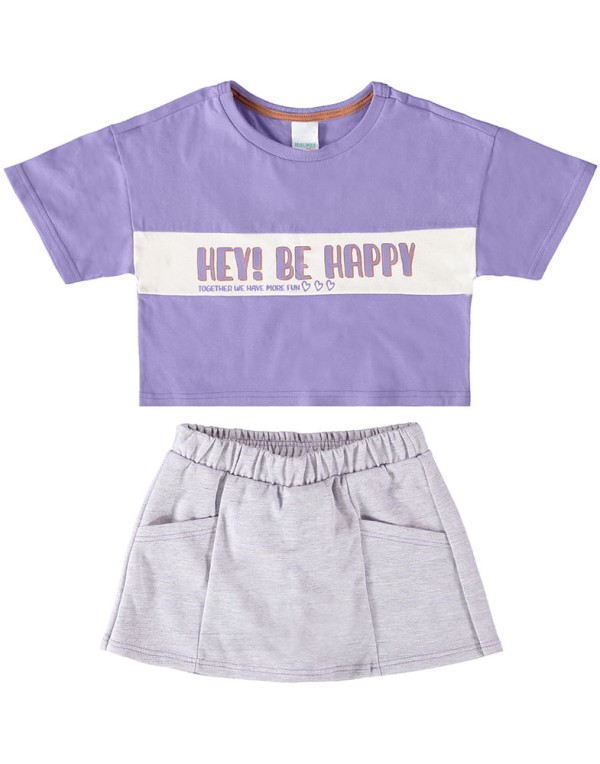 Conjunto Malwee Kids Juvenil Menina Verão com Estampa Be Happy 10/18 - 1000109449