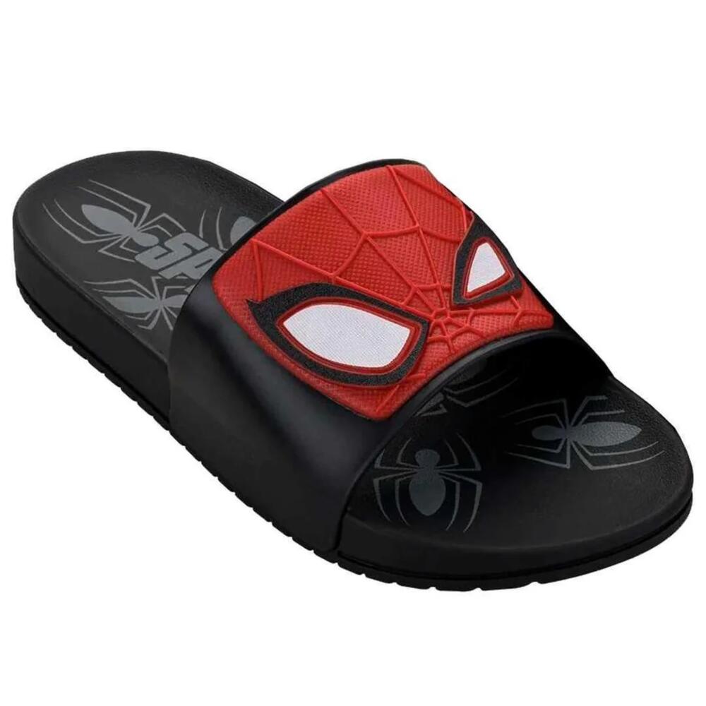 Encontraproduto.com.br - Chinelo Infantil Grendene Kids Slide Homem Aranha Preto