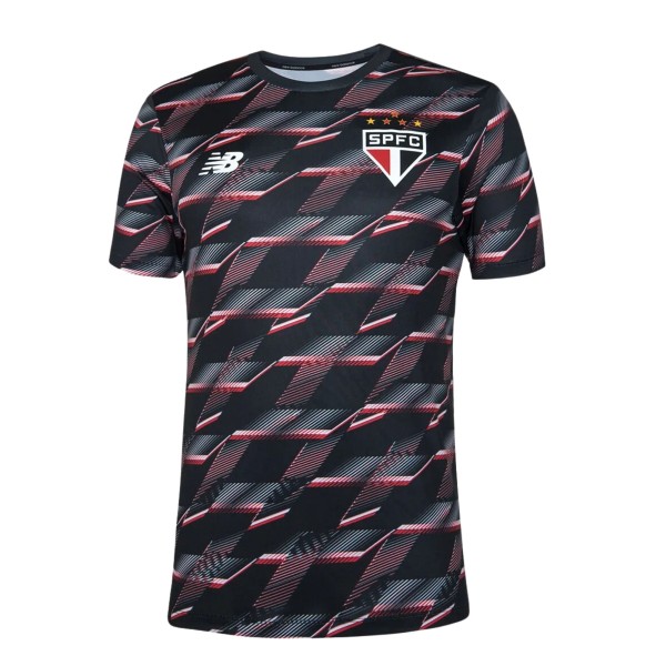 Encontraproduto.com.br - Camisa São Paulo 2024 New Balance Pré Jogo SPFC Masculina - Preta/Vermelha