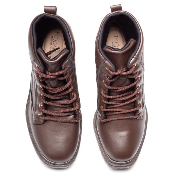 Encontraproduto.com.br - Bota Feminina Modare Cano Curto Com Costuras Café