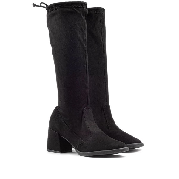 Encontraproduto.com.br - Bota Feminina Moleca Cano Longo Tecido Camurça Preto