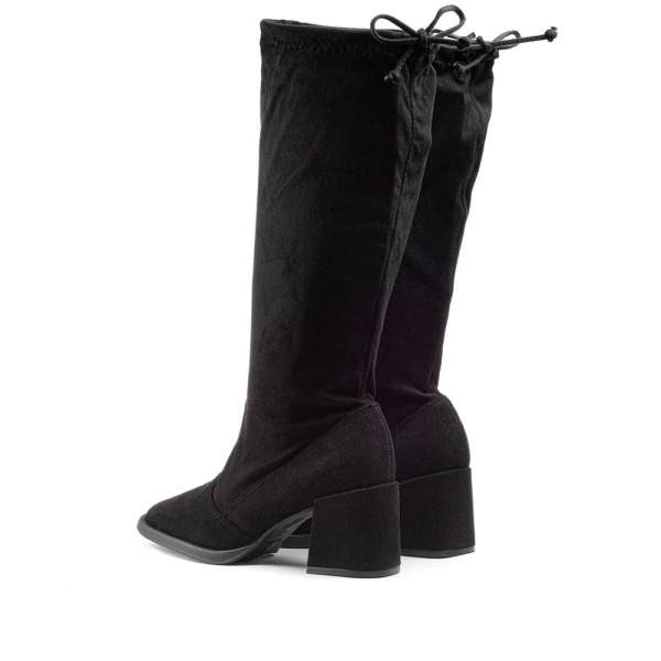 Encontraproduto.com.br - Bota Feminina Moleca Cano Longo Tecido Camurça Preto