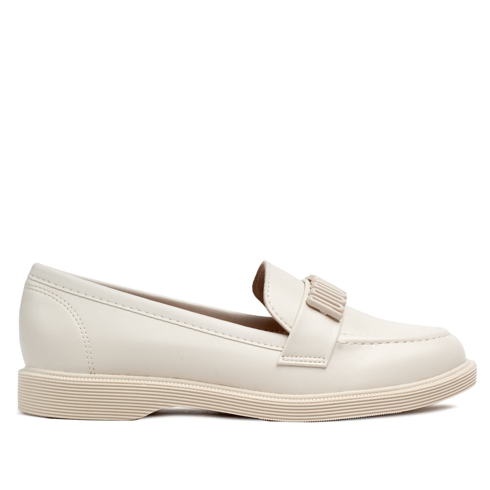 Sapato Mocassim Feminino Moleca Off White