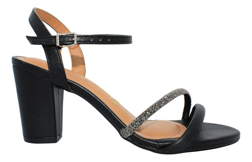 Sandália Feminina Vizzano Salto Grosso com Tira de Strass Off White