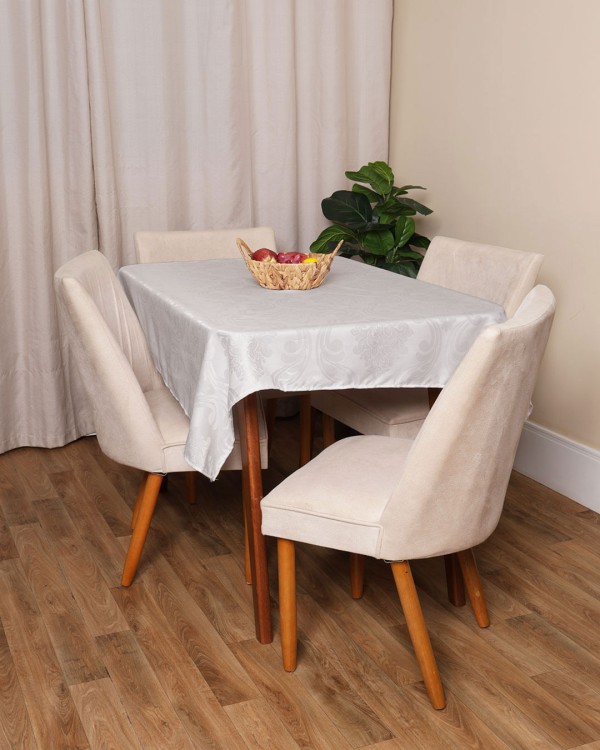 Encontraproduto.com.br - Toalha de Mesa Retangular 140x210 Arte E Cazza Cinza Claro