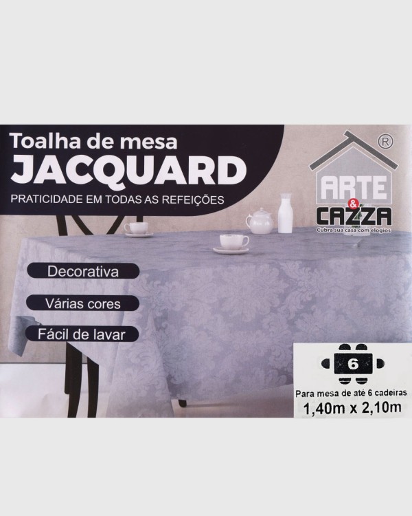 Encontraproduto.com.br - Toalha de Mesa Retangular 140x210 Arte E Cazza Cinza Claro