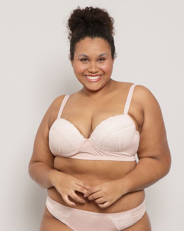 Encontraproduto.com.br - Sutiã Plus Size Feminino Avulso com Bojo Renda Bege