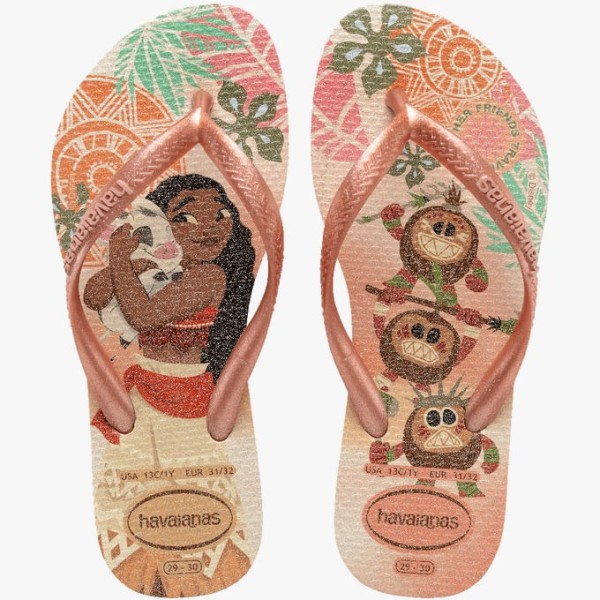 Sandália Havaianas Kids Slim Princess Moana Rosa Clay N° 31/32 (MP)
