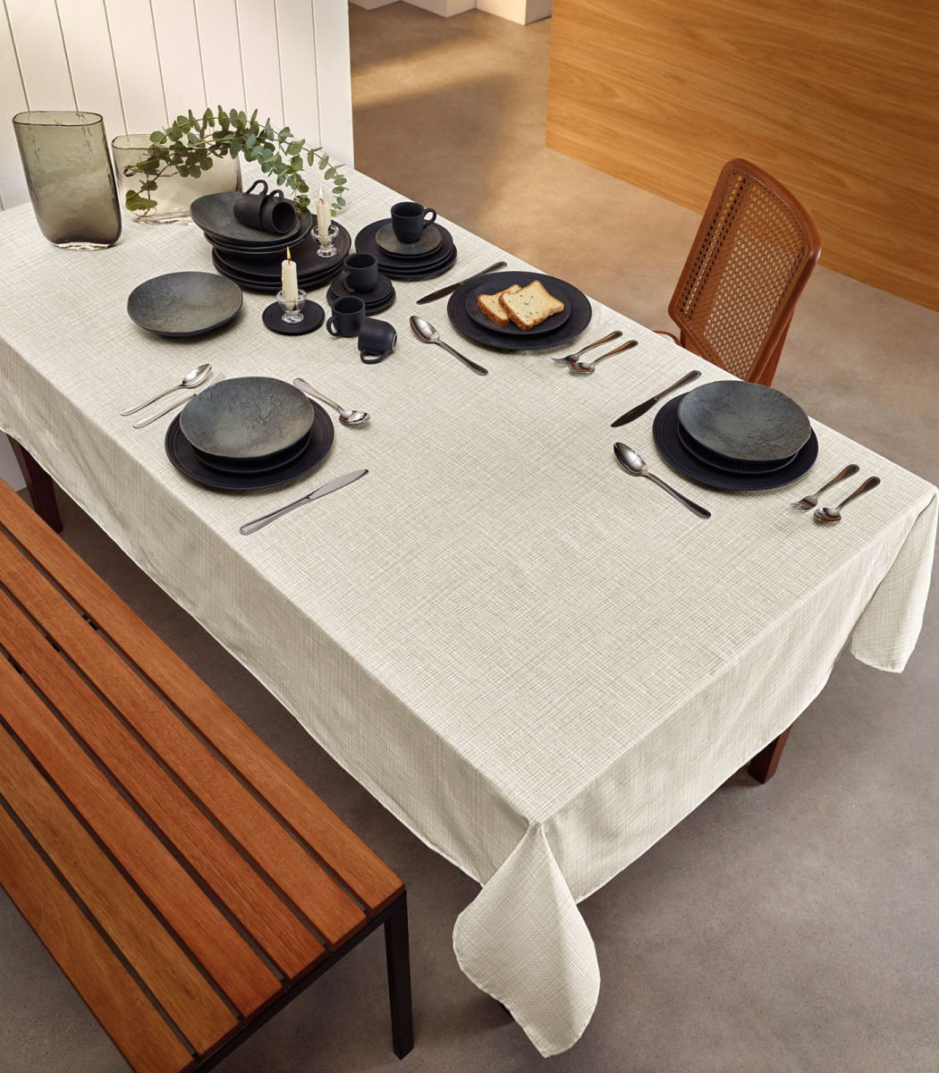 Encontraproduto.com.br - Toalha De Mesa Retangular 6 Lugares Teka Bege
