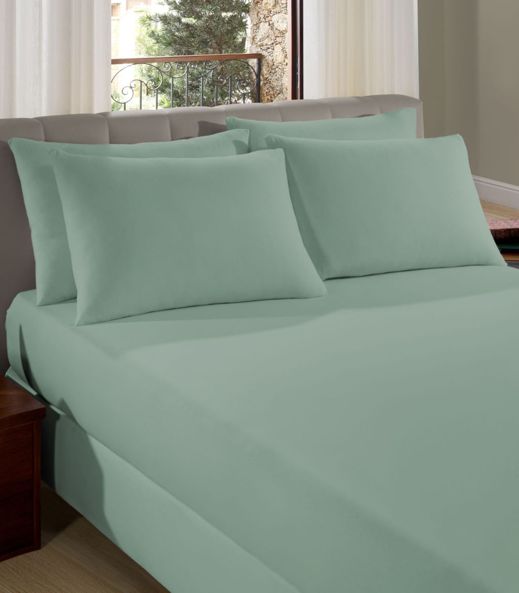 Encontraproduto.com.br - Lençol Liso Casal Com Elástico Vivaldi Verde