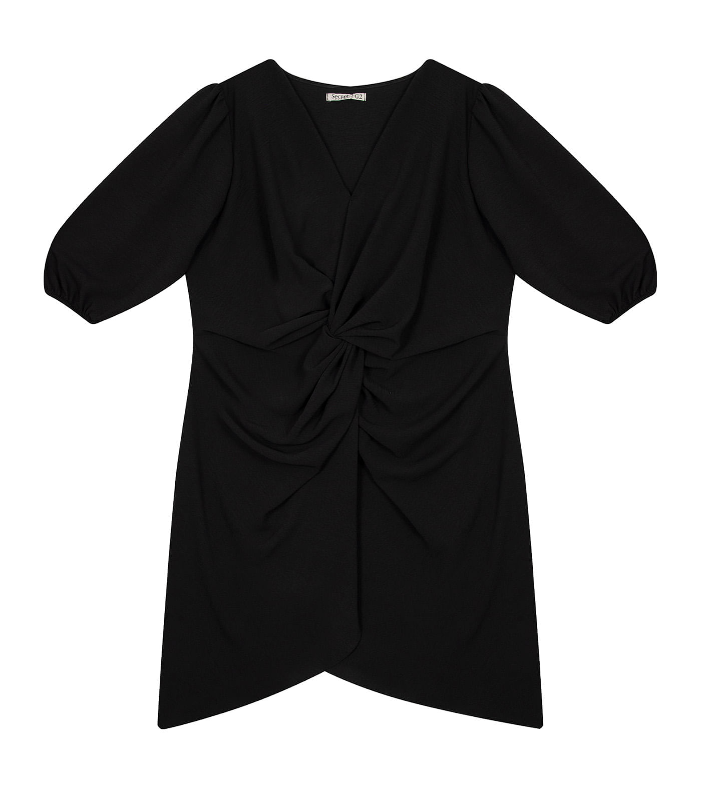 Encontraproduto.com.br - Vestido Mangas 3/4 Plus Size Secret Glam Preto