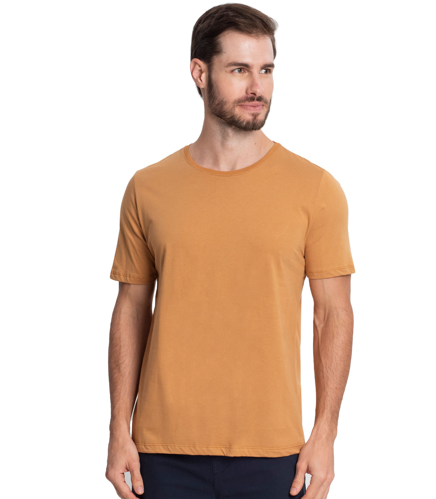 Camiseta Masculina Básica Meia Malha Diametro Marrom